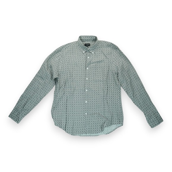 NWT Club Monaco Slim Fit Button Front Shirt Pocket Gray White